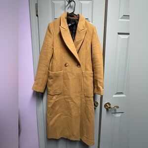 Zara Tan Double-Breasted Trench Coat